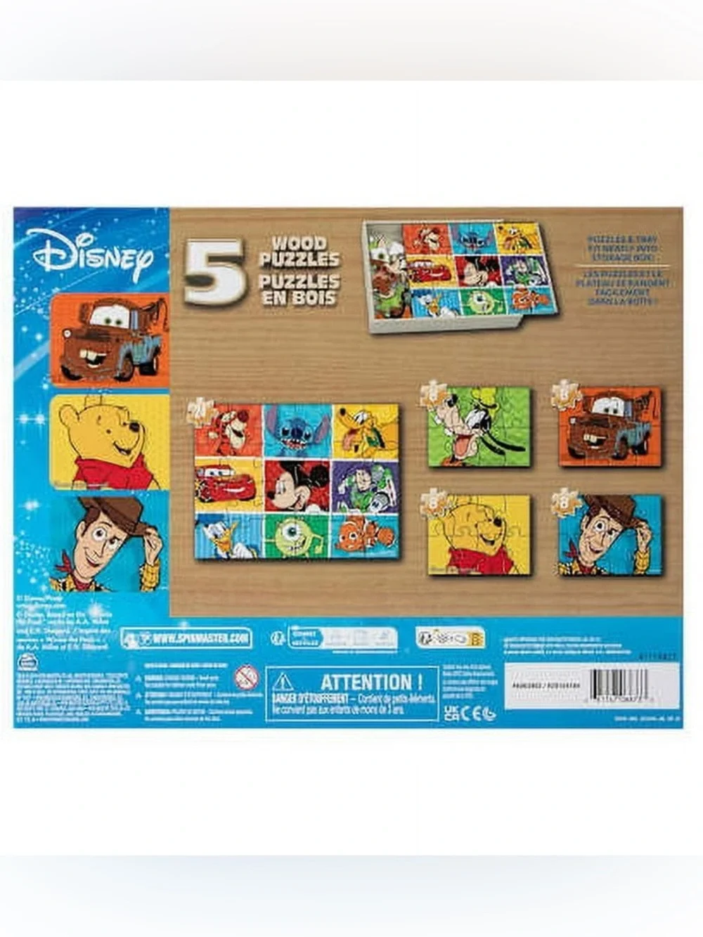 Disney Wooden Character Block Puzzles - Blue, Yellow, Red, Green, Purple, Orange